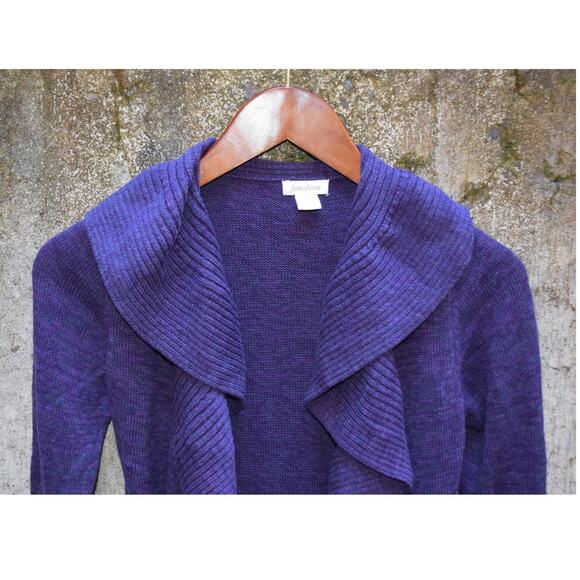 Neiman Marcus Purple Ruffle Front Cardigan Sweater XS - Picture 2 of 4